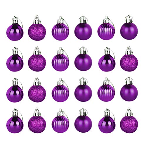 Amosfun 24 stücke Weihnachtskugel Ornamente kleine weihnachtsbaumkugel hängende Dekorationen für Weihnachten Holiday Party Baum Ornament (lila) von Amosfun