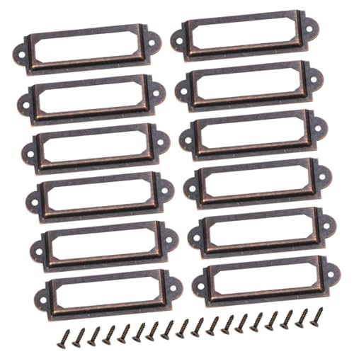 Amosfun 25 Stück Teiliges Retro Metall Etikettenrahmen mit Schrauben Robuste Schubladenbeschriftung Ziehgriffe für Schrank Büro Kommode Vintage Stil Rot von Amosfun