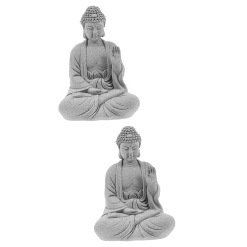 Amosfun 2St Buddha-Dekoration Ornament Wohnkultur Garten-Buddha Hausdekorationen für zu Hause Aquarien-Buddha-Figur süße Buddha-Statue Aquarium schmücken Blumen Skulptur Blausteinpulver von Amosfun