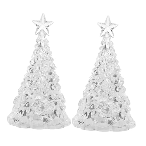 Amosfun -leuchten Weihnachtsbaumschmuck 2er-pack Acryl Mini-weihnachtsbaum-nachtlichter Bunt Leuchtend für Das Bett von Amosfun