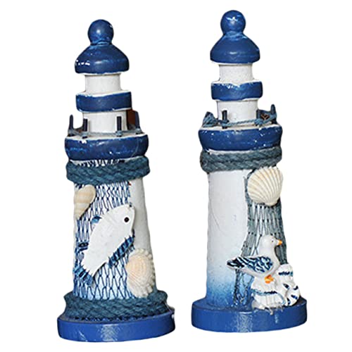 Amosfun 2st Mini-Leuchtturm Nautische Leuchtturmstatue Leuchtturmdekorationen Am Strand Zum Leuchtturm Miniatur-Leuchtturm Leuchtturm Tischdeko Leuchtturm Dekorationen Golddekor Vasen Holz von Amosfun