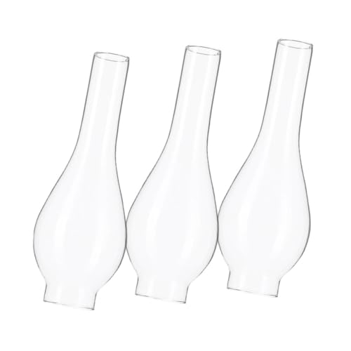 Amosfun 3 STÜCKE Teiliges Hurricane Lampenschirm aus Klarem Glas Lange Ausführung Vintage Petroleumlampe Ersatzglas Transparentes Öllicht für Camping und Outdoor dekoration von Amosfun