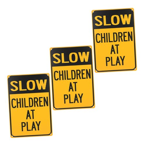 Amosfun 3 STÜCKE Warnschild für Sicherheitshinweis für Straßen und Nachbarschaften Wetterfest und Langlebig Installieren für Sichere Spielbereiche von Amosfun