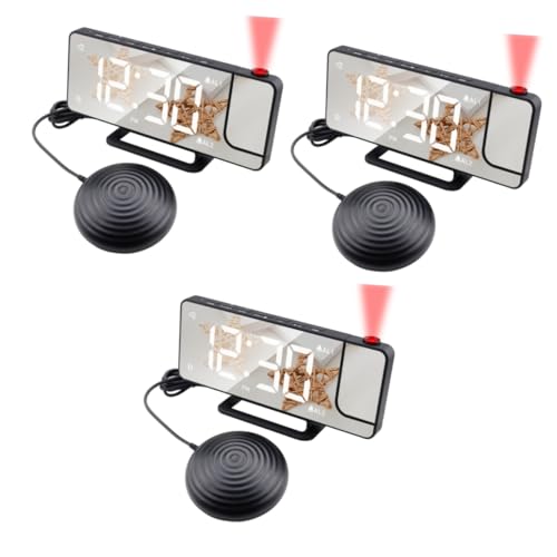 Amosfun 3 Sätze Wecker Projektor Uhr Schlaftrainer-Uhr Uhren Projektor Nachtlicht Digitale Schlafzimmeruhr Projizierbare Uhr Flip-Uhr Digitaluhr Elektronische Bauteile Black von Amosfun