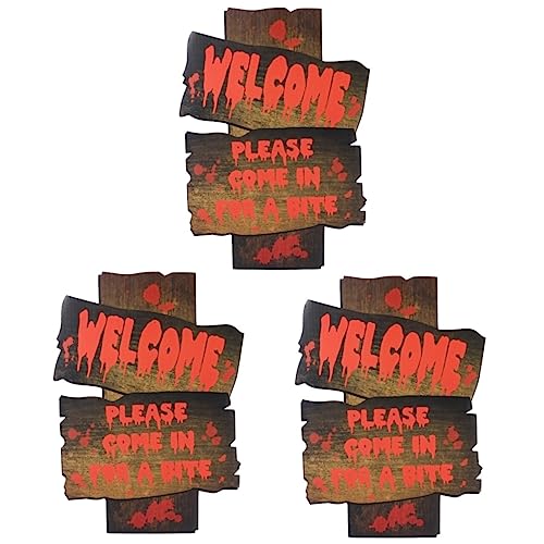 Amosfun 3stücke Halloween-warnschild Mit Kreativer Gestaltung Gruselige Garten-dekoration Für Halloween-partys Hochwertiger Druck Leuchtende Farben Lebendige Muster Atmosphäre Für von Amosfun
