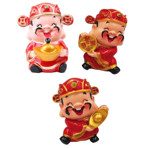 Amosfun 3 Stück Mini CAI Shen Statue Miniatur CAI Shen Figuren Skulptur Chinesischer Gott des Reichtums Feng Shui Ornament Dekoration Als Geschenk Home Office Dekor von Amosfun