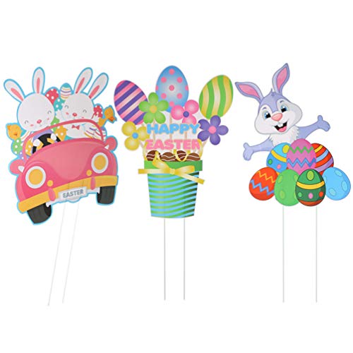 Amosfun 3 Stück Ostern Gartenstecker Hase Kaninchen Ostereier Dekostecker Gartenzaubereien Pflanzenstecker Gartenfigur Osterhasen Dekofigur Gartendeko Party Dekoration Frühlingsdeko von Amosfun