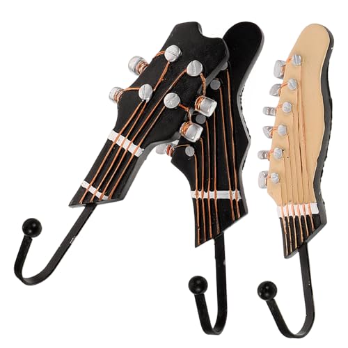 Amosfun 3 Stück Teiliges Wanddekor Gitarren Haken Set Resinschmuck für Home Storage Vielseitig Einsetzbar als Schlüsselhalter oder Wandfigur für Musikliebhaber von Amosfun