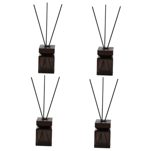 Amosfun 4 Sätze Aromatherapie Diffusor Flasche mit Holzdeckel Nachfüllbare Rattan Duftflasche für Zuhause Büro und Wellness Design für Entspannende Raumdüfte von Amosfun
