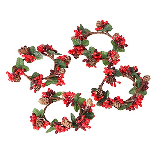 Weihnachtsdekorationen Set 4pcs Berry Kränze Kerzenhalter Simulierte Berry Girlande Für Zuhause von Amosfun