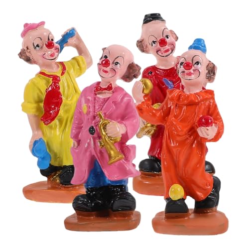 Amosfun 4 StüCk Bunte Clown Figuren Deko Kreative Mini-Clowns Aus Harz FüR Sandkasten Und Blumentopf SpaßIge Zirkus Ornamente Stilen von Amosfun