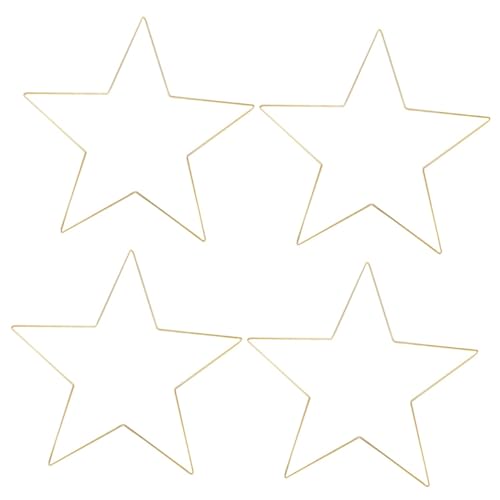 Amosfun 4 Stück Metallrahmen in Sternform büro Dekoration weihnachtsbaumdeko House Decoration Goldener sternkranzrahmen hängende Sterndekorationen Bücherregal- Iron Star Partyschmuck von Amosfun
