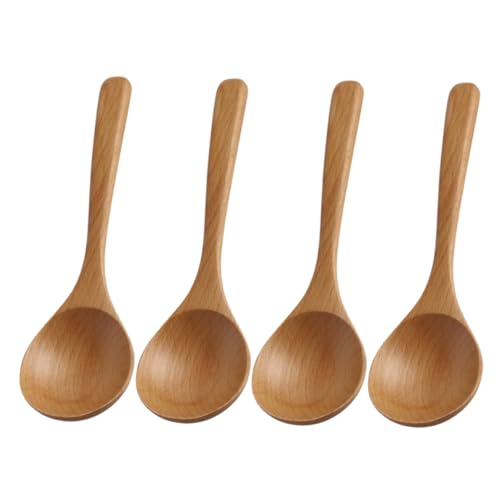 Amosfun 4 Stück Teiliges Beech Holzlöffel Langlebig Natürlicher Kochlöffel Schonend für Antihaftbeschichtung Sicherer Griff für Suppe Porridge Hot Pot Umweltfreundlich Nachhaltig von Amosfun