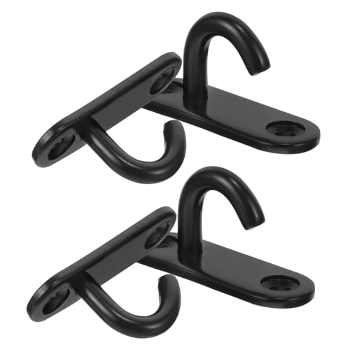 Amosfun 4 Stück Teiliges Edelstahl Deckenhaken Heavy Duty Pad Eye Haken mit U Förmigem Ring Vielseitig für Deckenventilatoren Sandsäcke Schaukelseile Robuste Metallplattenhaken Schwarz von Amosfun