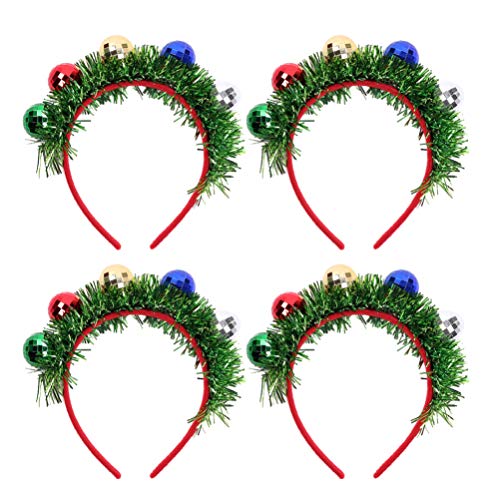 Amosfun 4 Stücke Weihnachten Haarreif mit Weihnachtskugeln Haarschmuck Kopfschmuck Kopfbedeckung für Erwachsene Kinder Party Weihnachtsbaum Kostüm Zubehör von Amosfun