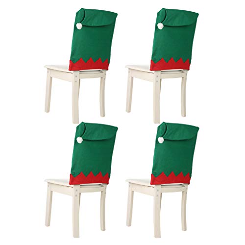 Amosfun 4 stücke Weihnachten Stuhl zurück deckt elf Weihnachten Hut stuhlhussen esszimmerstuhl Dekoration für Weihnachten Urlaub Party Dekoration (grün) von Amosfun