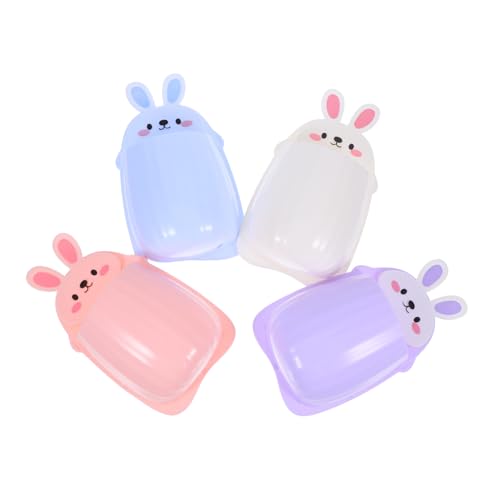Amosfun 4 x Hängeregale ohne Bohren, niedliches Kaninchen, Cartoon, schwebende Regale für Badezimmer, Küche, platzsparend, unter der Spüle, Organizer, Material, einfache Installation von Amosfun