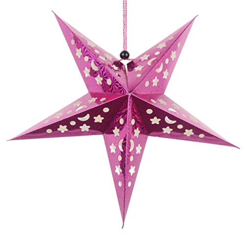 Amosfun 45CM Weihnachtsstern Lampenschirm 3D Papierstern Laterne für Zuhause Weihnachten Neujahr Silvester Party Hängende Dekorationen Ornamente Ohne Batterie Rosa von Amosfun