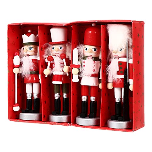Amosfun 4Pcs Weihnachten Nussknacker Ornamente Holz Nussknacker Soldat Figurineschristmas Baum Hängende Dekoration für Weihnachten Home Party Figuren Puppen Spielzeug Geschenke von Amosfun