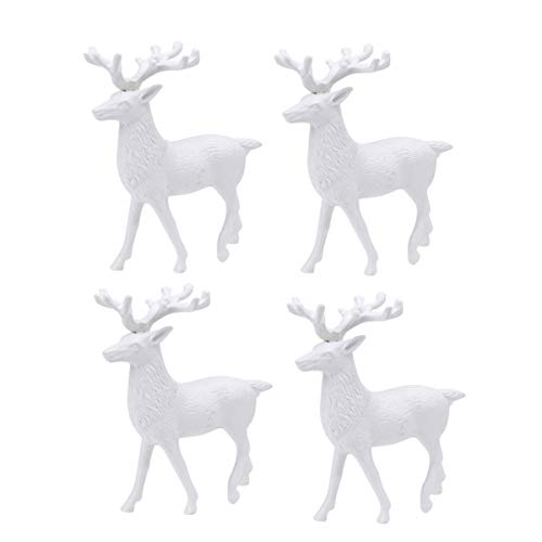 Amosfun 4pcs Hirsch Figur 14cm weiße Weihnachten Elch Desktop Mini Ornament Festival Neujahr Dekoration Geburtstag Hochzeitsgeschenke von Amosfun