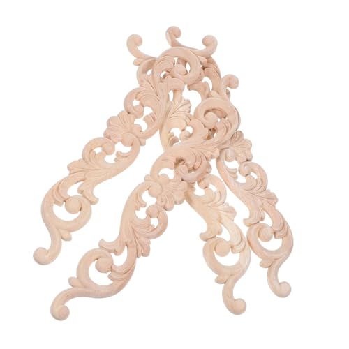 Amosfun 4stücke Holzapplikationen Für Möbel Geschnitztes Onlay Aus Massivholz Dekorative Onlay-Aufkleber Für Bett Tür Schrank Kleiderschrank Möbel-DIY-verzierung von Amosfun