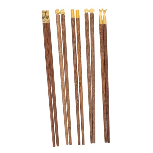Amosfun 5 Paar Holz Hühnchen -wenge -essstäbchen Wiederverwendbares Essstäbchen Aus Holz Aluminium Hellbraun von Amosfun