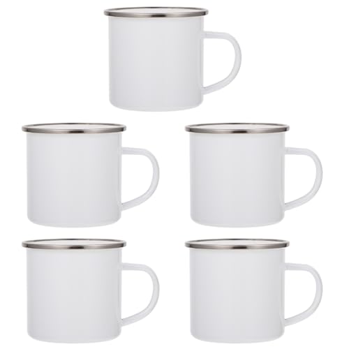 Amosfun 5 Stk Tasse aus Thermotransfer-Emaille Kaffeetasse Tassen für Kinder personalisierte tasse tassen personalisieren Sublimation leere Tasse Sublimationsbecher Rostfreier Stahl Weiß von Amosfun