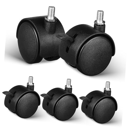 Amosfun 5 Stück Lenkrollen mit Bremse Drehbare Möbelrollen für Bürostühle Sofas und Küchengeräte Robuste Geräuschlose Ersatzrollen für Hartböden und Teppichböden von Amosfun