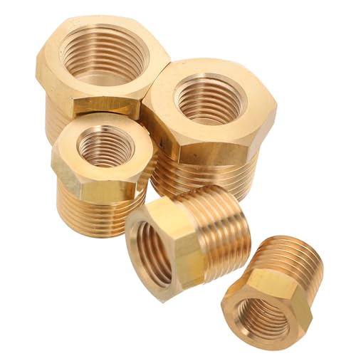 Amosfun 5 Stück Messing Hexagonal -buchse Reduzieradapter Rohradapter Aus Messing Npt -rohranpassungen Sechskantkopfbeschläge Buchsenanpassung Rohrverschraubungen Golden von Amosfun