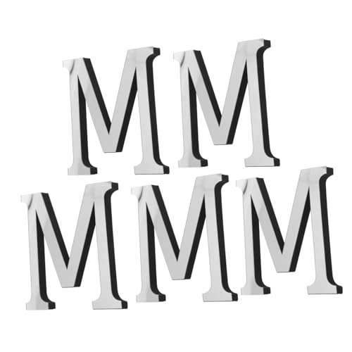 Amosfun 5 Stück Teiliges Acryl Wandspiegel Buchstabe Selbstklebend Abziehbar Silber Wanddekor für Wohnzimmer Badezimmer Flexible Englische Wandaufkleber von Amosfun