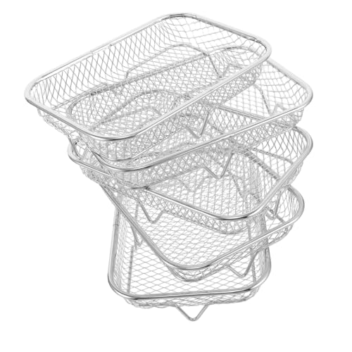 Amosfun 5 Stück Teiliges Edelstahl Air Fryer Ofen Gestell Ölablauf Kühl Backrost Stapelbar für Grillen Backen und Servieren in Küche und Restaurant von Amosfun