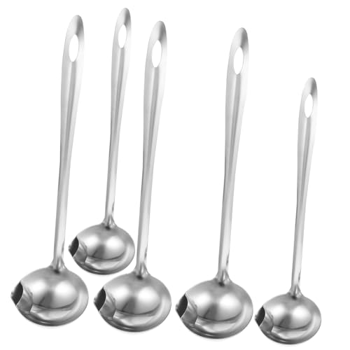 Amosfun 5 Stück Teiliges Suppenkelle Ölfilter Löffel Fettabscheider für Gesunde Suppen Eintöpfe Hitzebeständig Rutschfest mit Aufhängelöchern für Fondue von Amosfun