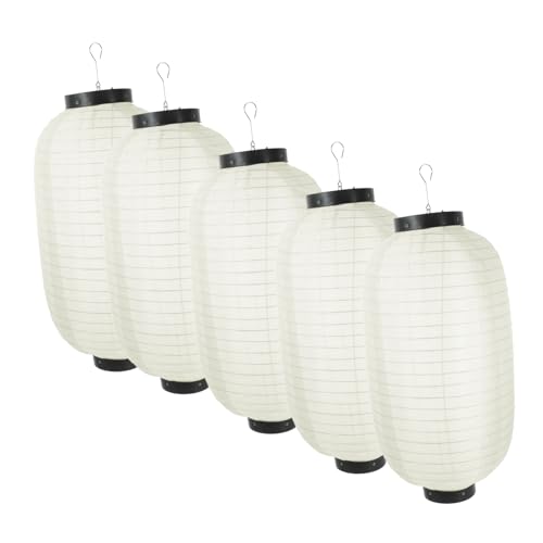5 stücke chinesisch japanisch laternen wasserdicht faltbare seidenlaterne weihnachten silvester hochzeit hängen dekorationen garten ornamente 24x45 cm (beige) von Amosfun