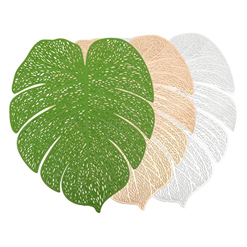 Amosfun 6 Stück Teiliges PVC Monstera Tischset Wasserabweisende und Ölresistente Platzsets mit Hohlem Tropenblatt Design Hitzebeständig Abwaschbar für Esszimmer Hotel und Restaurant von Amosfun