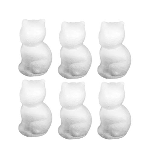 Amosfun 6pcs Styroporfiguren Katze Modell 120mm Weihnachten Neujahr Valentinstag Bastelbedarf Bemalen Modellierung Weihnachtsbaumschmuck Party Dekoration von Amosfun