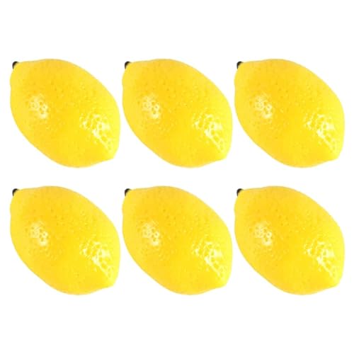 Amosfun 6 Stück PVC-Material Künstliche Zitronen-Dekorationen für Die Küche Zu Hause Zitronen-Look Lebensechtes Miniatur-Obst-Spielzeug für Rollenspiele Fotografie von Amosfun