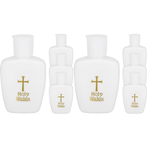 Amosfun 8 Stk Weihwasserflasche Weihwasserbehälter Goldene Kreuzflaschen Weihwasser Schriftart Weihwasser Sprinkler Segen Flaschen Weihwasserhalter Plastik Junge Plastikflasche von Amosfun