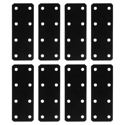 Amosfun 8 Stück Teiliges Mending Plate Schwarz mit Versenkten Schraublöchern Stabile Gerade Fixing Plates für Möbel Tisch und Tür Reparatur Langlebige Eisen Verstärkungsplatten von Amosfun