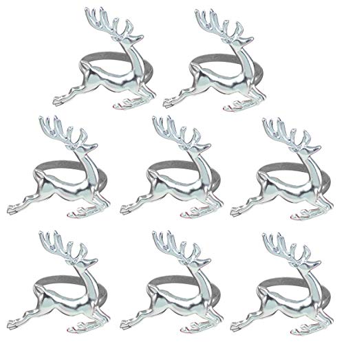 Amosfun 8pcs Weihnachten Serviettenringe Rentier Silber Serviettenringe Serviettenringe Serviettenhalter Weihnachten Tischdekoration von Amosfun