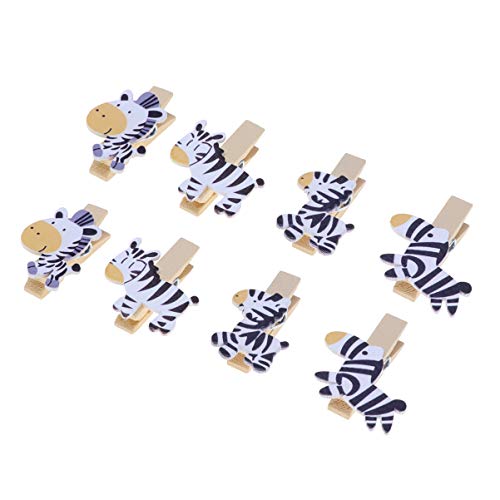 Amosfun 8pcs holzklammern mit Zebra Muster kreativ Mini Foto Karte Clip DIY Foto zauberstab basteln Party Festival Weihnachten Dekoration von Amosfun