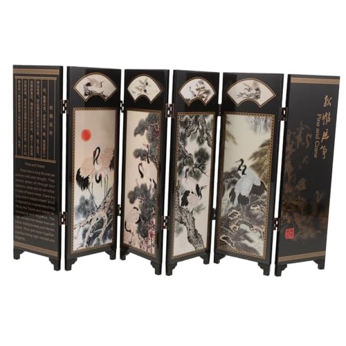 Amosfun Antiker Chinesischer Kleiner Tischbildschirm Holz Trennwand Dekorativ Wohnzimmer Büro Vintage Paravent Traditionell Stilvoller Raumteiler für Wohn und Arbeitsbereiche von Amosfun