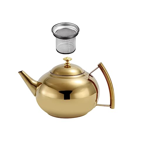 Amosfun Aus Edelstahl Teekannen Für Teeparty Herd Wasserkocher Auf Dem Herd Für Losen Tee Teekessel Mit Teesieb Camping-kaffeekanne Rostfreier Stahl Golden von Amosfun
