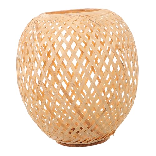 Amosfun Bambus Lampenschirm Handgewebt Rustikal Vintage Lampenschirm Diffusor Leichter Pendelleuchten Ersatz für Küche Wohnzimmer Schlafzimmer und Balkon Durchmesser von Amosfun