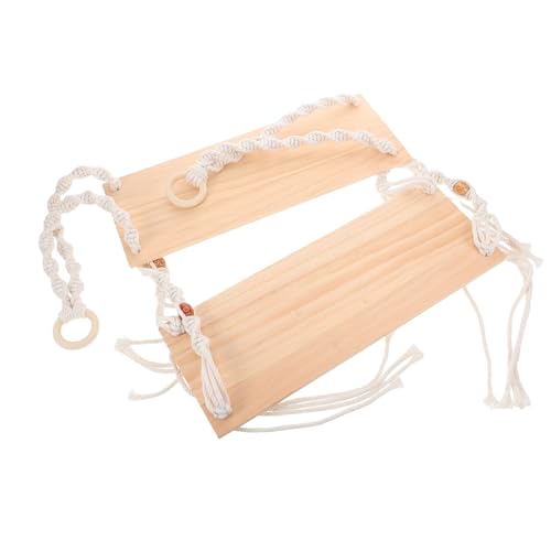 Amosfun Boho Gewebtes Regal Makramee Schwebendes Wandregal für Wohnzimmer Schlafzimmer Doppellagiges skandinavisches Design Stilvolle Innenaufbewahrung Display für Pflanzen Ornamente von Amosfun