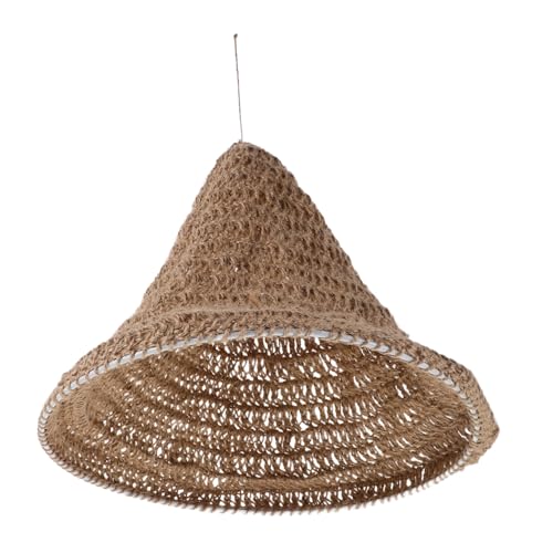 Amosfun Boho Handgewebter Lampenschirm Handgefertigt Baumwoll Hanfseil Verstellbarer Hängender Deckenlampenbezug Rustikal Für Schlafzimmer Wohnzimmer Dekoration von Amosfun