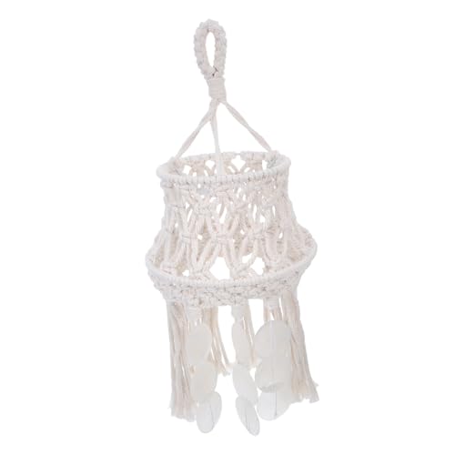 Amosfun Boho Lampenschirm Handgefertigt Makramee Tischlampenschirm aus Baumwollgarn Weiche Lichtstreuung für Nachttischlampe Retro Stil Dekorativ für Schlafzimmer Wohnzimmer von Amosfun