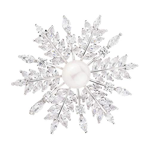 Amosfun Brosche Schneeflocke Kristall Perle Blüte Blume Brosche Pin für Frauen von Amosfun