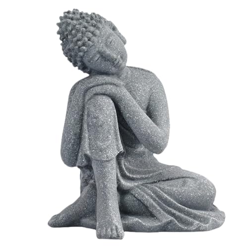 Amosfun Buddha-Statuen Figur Miniatur Sandstein Buddha Skulptur Zuhause Meditation Yoga Zen Geschenk Hindu, Ostasiatische Tischdekoration Grau B von Amosfun