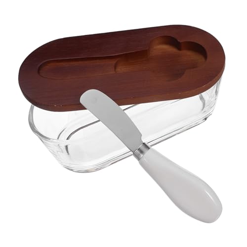 Amosfun Butterdose Butter-aufbewahrungsbehälter Für Kühlschrank Buttergericht Mit Deckel Und Messer Butter Keeper Schale Butterspeicherbehälter Butterhalter Für Die Theke Kaffee Holz von Amosfun