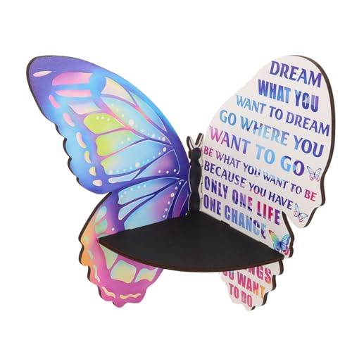 Amosfun Butterfly Wandregal aus Holz Schwebendes Eckregal für Wand zur Dekoration von Wohnzimmer Schlafzimmer und Pflanzen Figuren von Amosfun